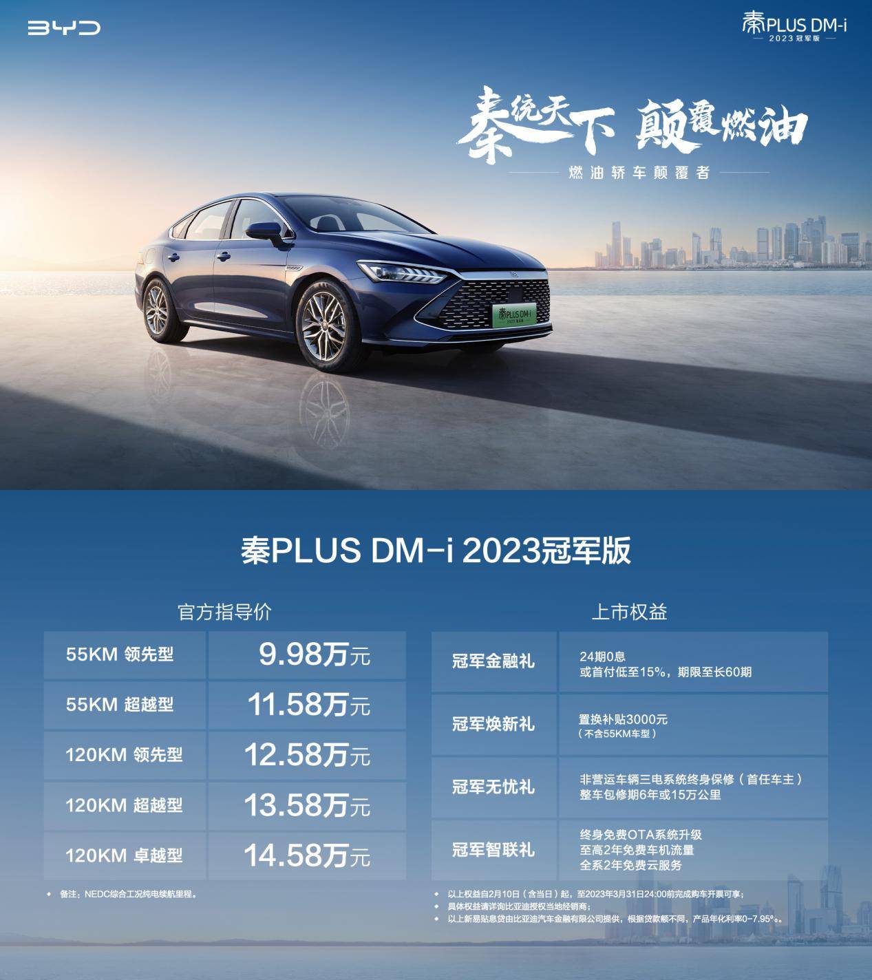 17年华为影音手机版
:比亚迪秦PLUS DM-i 2023冠军版上市